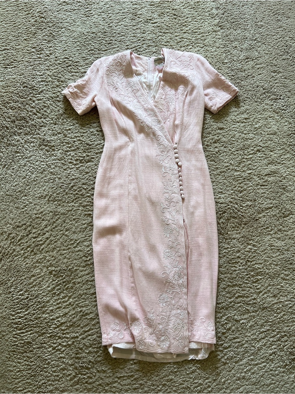 Vintage Marie St. Claire Blush Pink Textured Dress